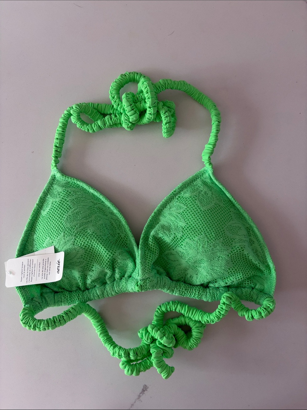 aerie Bright Green Textured Triangle Bikini Top